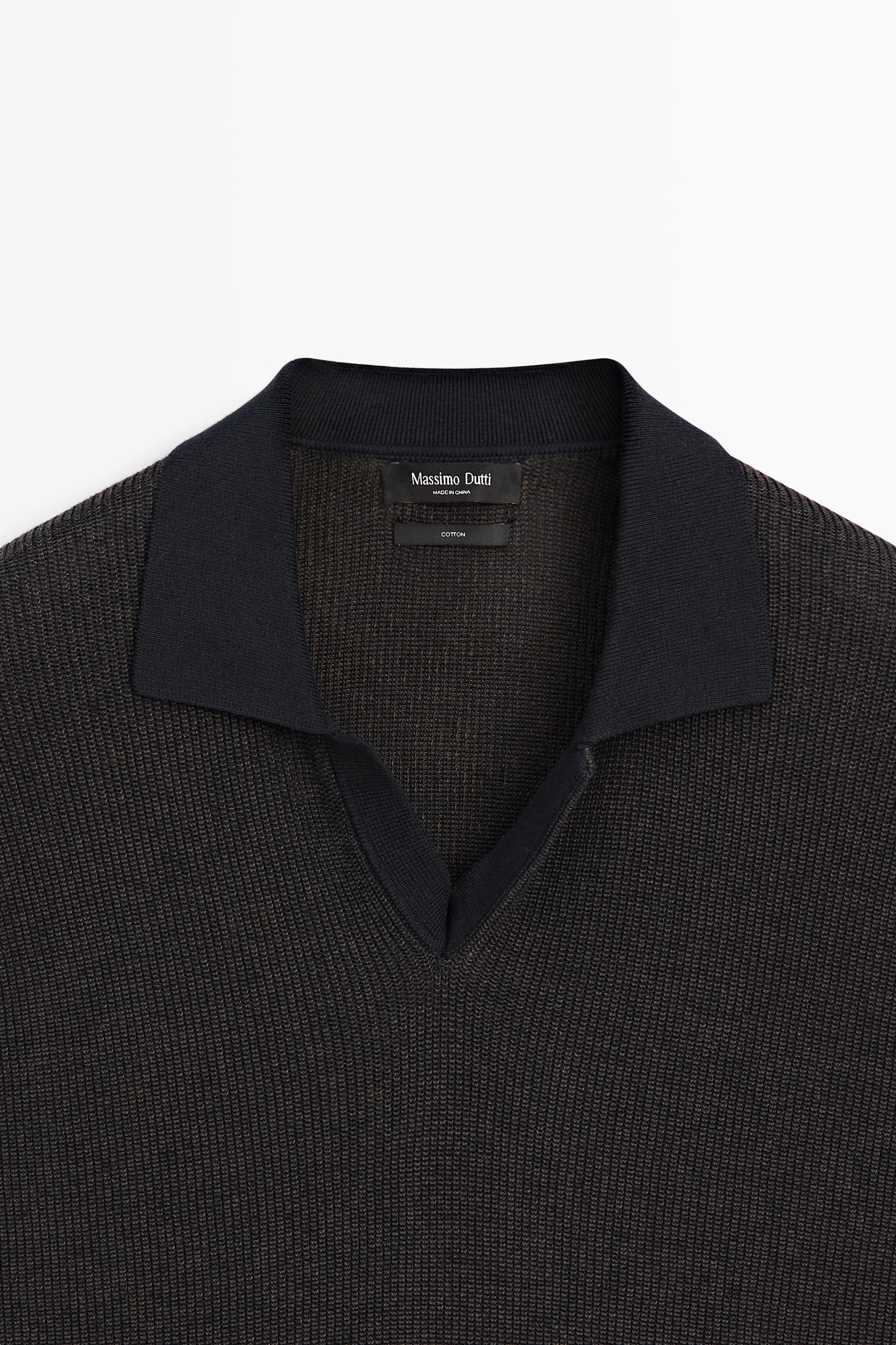 Pull polo en maille 100 % coton